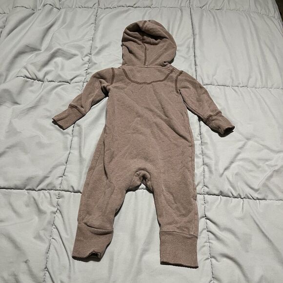Vintage OshKosh B Gosh Brown Full Zip Hooded Romper One Piece Jumpsuit Size 12M - Picture 8 of 10